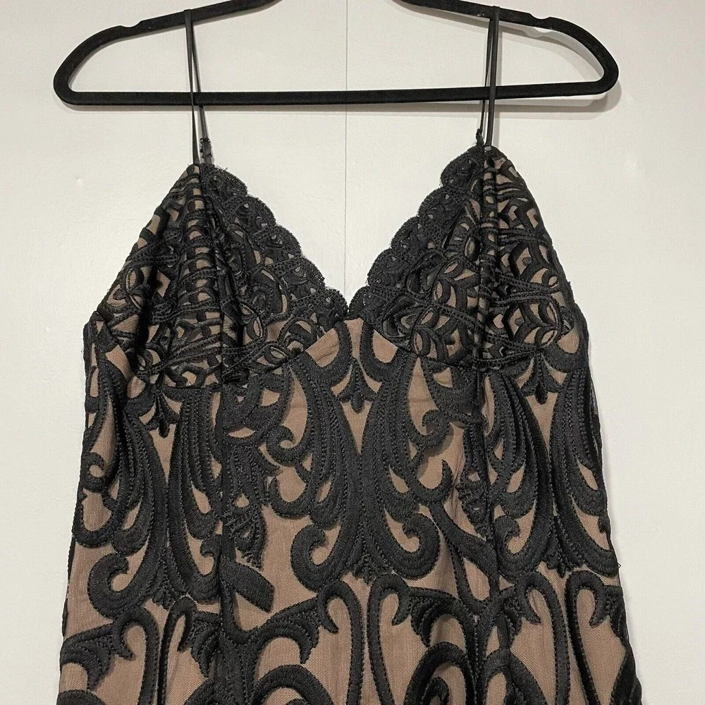 Bardot Sheath Dress Womens 10 Midi Black Lace‎ V-Neck Lined